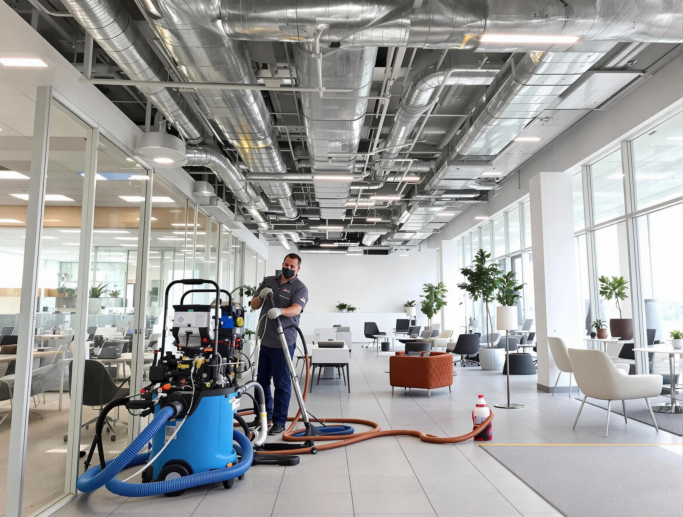 Ettrick Air Duct Cleaning team conducting comprehensive commercial duct cleaning at a business location in Ettrick