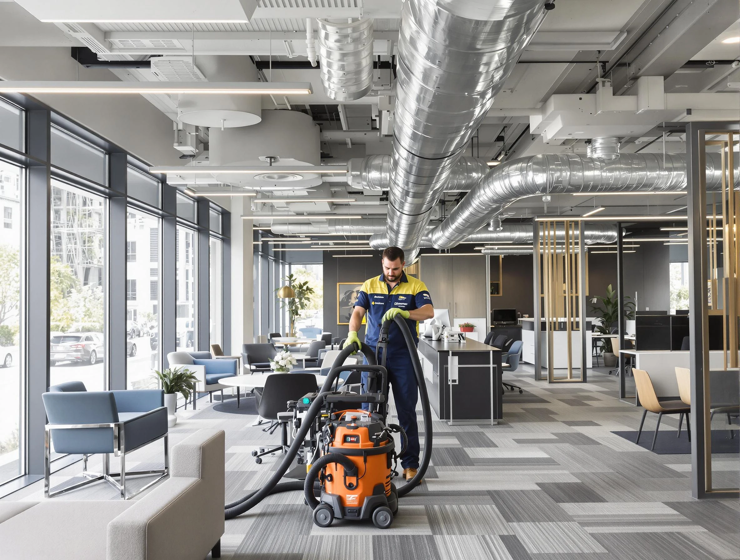 Ettrick Air Duct Cleaning team performing thorough commercial duct cleaning at a Ettrick business center