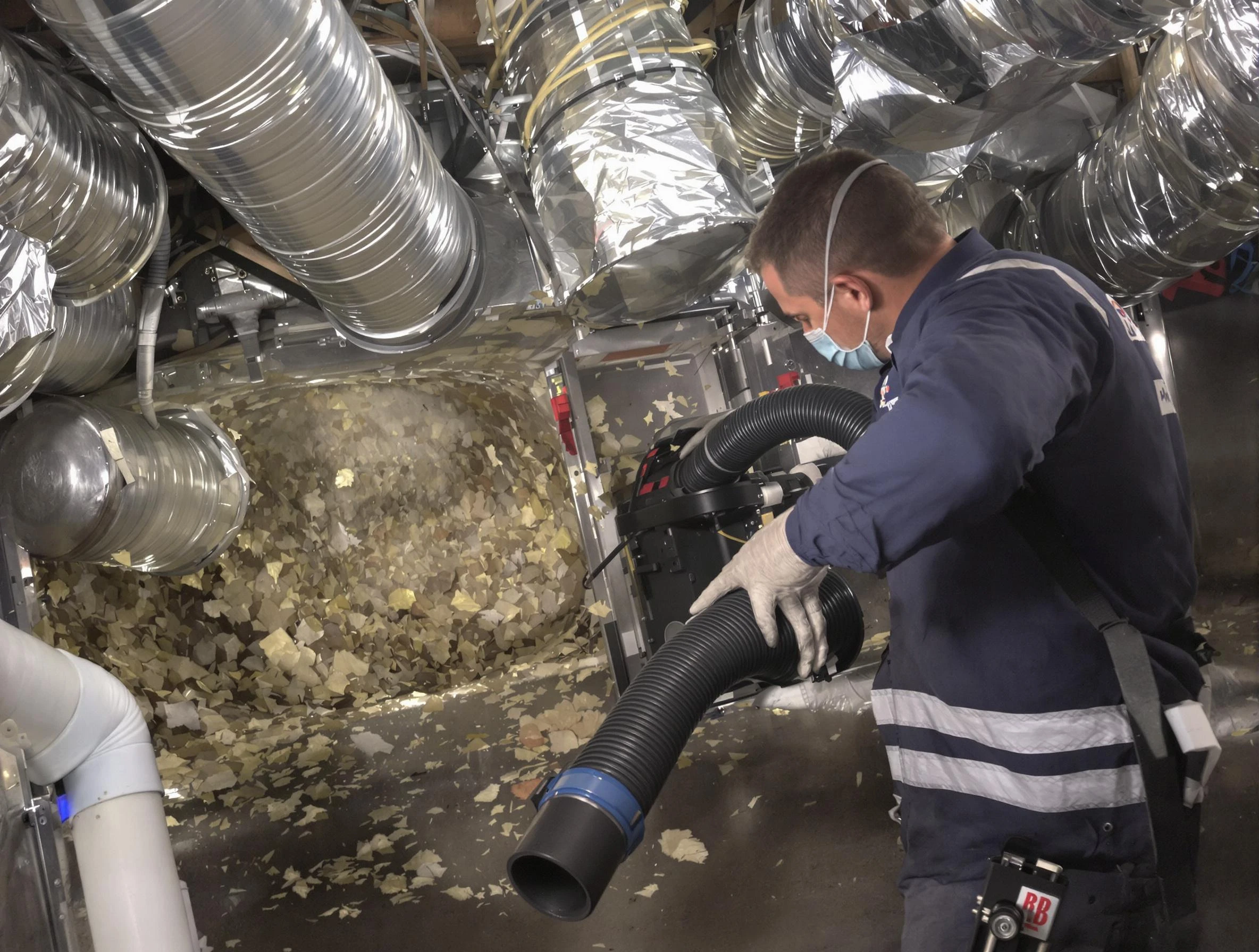 Ettrick Air Duct Cleaning specialist operating negative pressure cleaning equipment for thorough duct maintenance in Ettrick